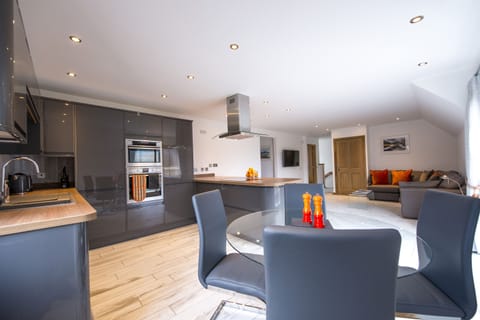 Kitchen, Dining, Living area