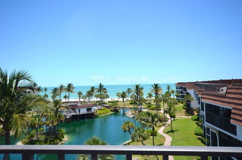 This is the view from the lanai overlooks Gulf, Lagoon, Pool.