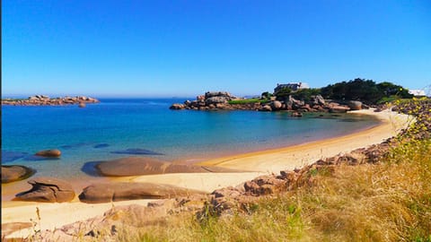 On the beach, sun loungers