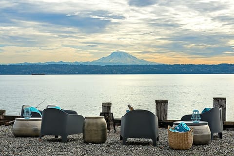 With Mount Rainier as your backdrop make s'mores just steps from the house