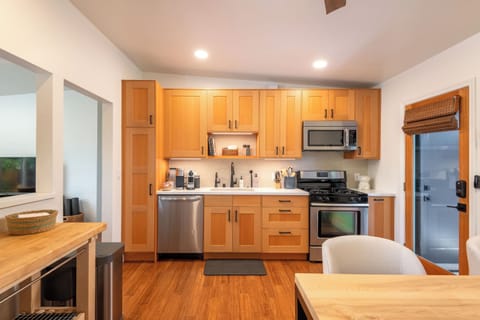 A full gourmet kitchen with everything you need to prepare a meal.