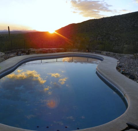 Tucson sunset with the heated pool