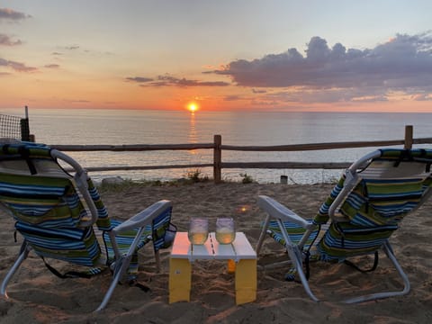 On the beach, beach towels