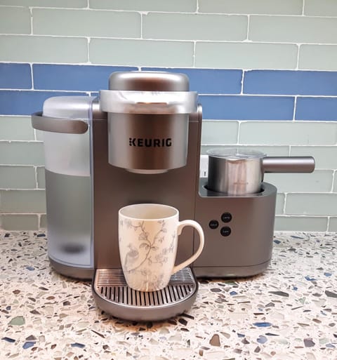 Cappuccino or Latte by Keurig anyone? We start you off with a couple of K cups.
