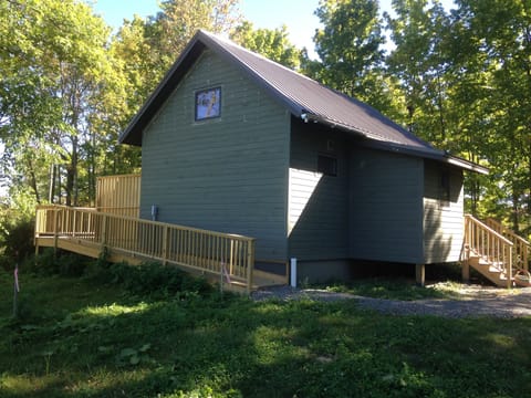 View of the handicap ramp on the cottage's North side.