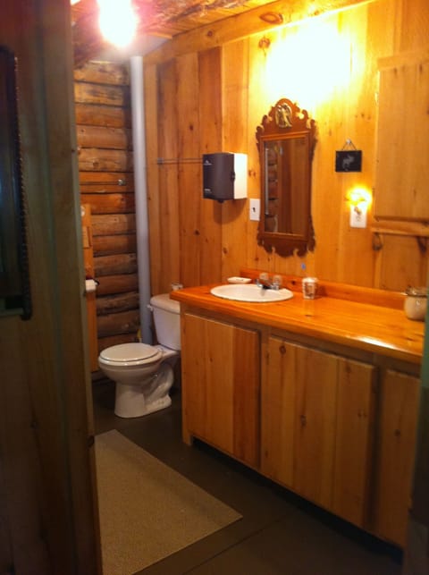 Full bath with shower & tub and half bath, master bedroon has a sink