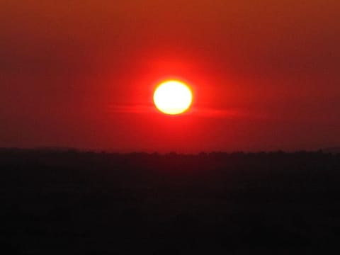 Dusk at the Flying Dragon's Nest looking towards  Brent Knoll ad Mendip Hills