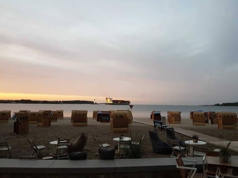 Beach nearby, sun loungers