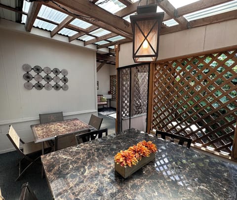 Covered outdoor seating area 