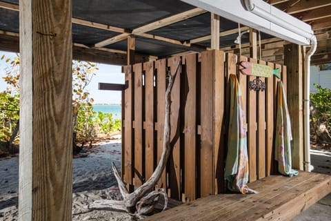 On the beach, sun loungers, beach towels