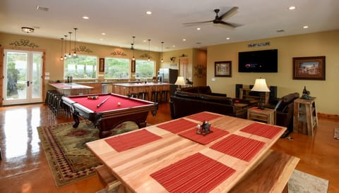 View from the dining room to kitchen and living room