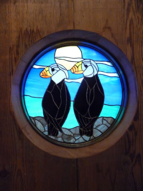 The stained glass Twin Puffin  portlight