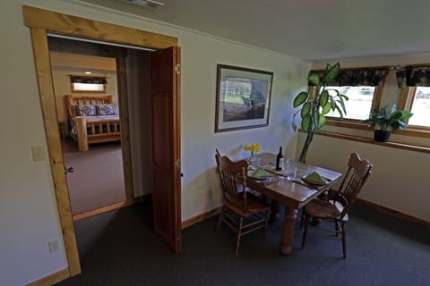 Eating area, bedroom through doorway