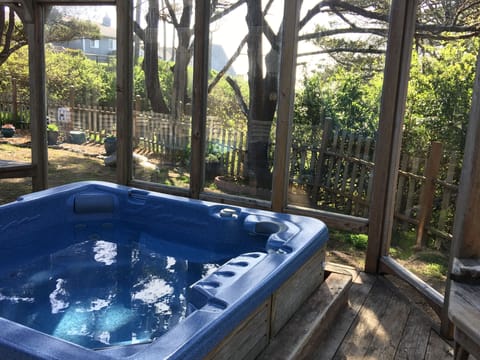 Hot tub on back deck.