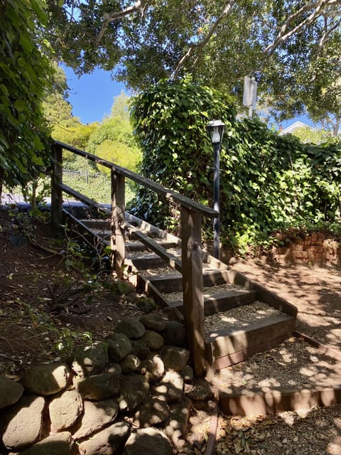 Back entrance with motion detection lights at night.