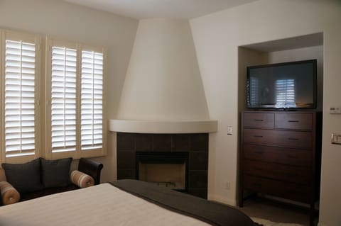 Bedroom 2 - Queen bed
with fireplace and flat screen TV