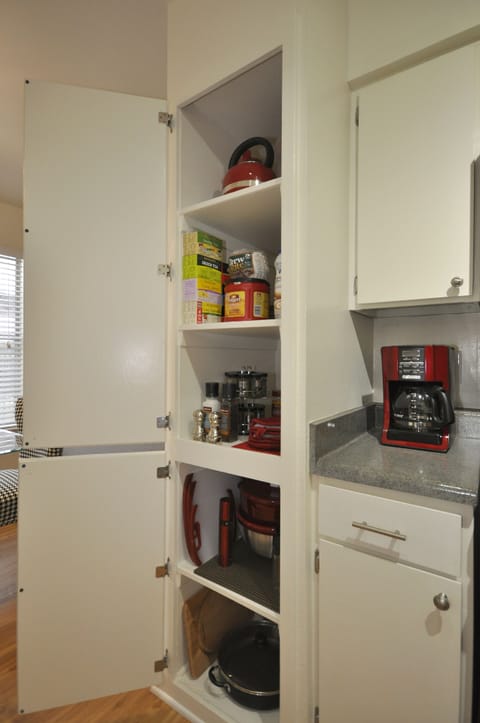 Keurig coffees, teas, hot cocoa, dishes, silverware, utensils, pots & pans