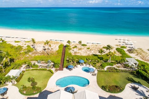 On the beach, sun loungers, beach towels