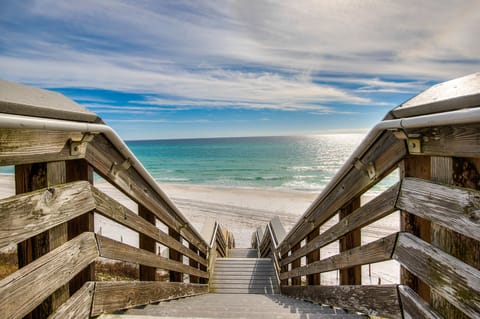 Beach nearby, sun loungers