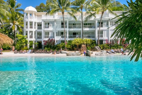 Outdoor pool, a heated pool, sun loungers