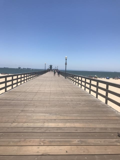 Seal Beach wooden pier is a short walk from the home