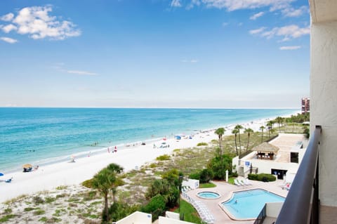 On the beach, sun loungers, beach towels