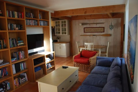 Living area | TV, DVD player, books, video library