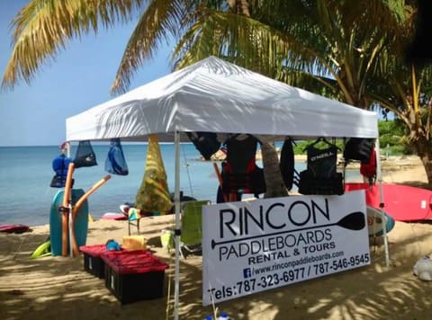 On the beach, sun loungers, beach towels