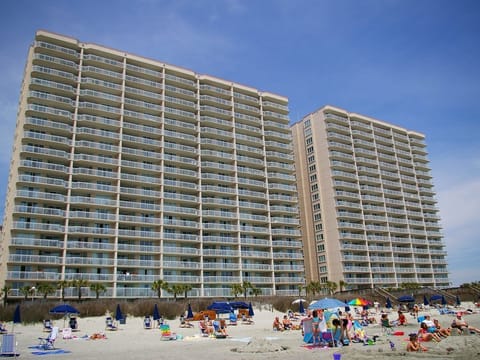 On the beach, beach towels