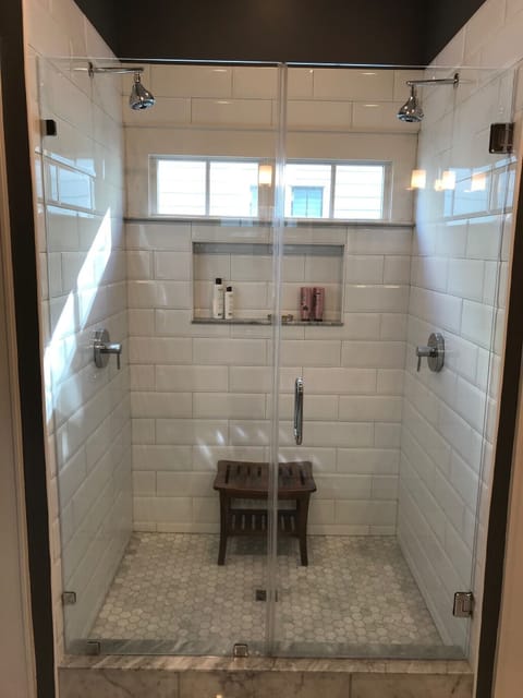 Master Shower with dual shower heads with room for two
