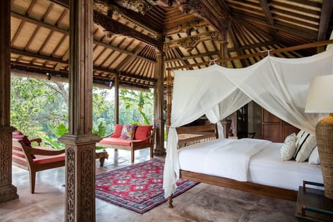Magnificent Joglo Suite in a separate pavilion with king-size extra-length bed.