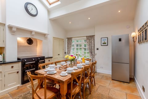 Kitchen laid for breakfast