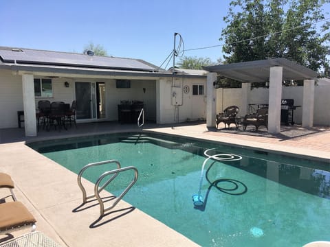 View from pool area to back of house