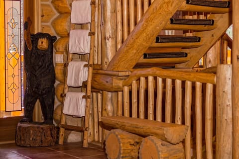 Freshly laundered towels for the hot tub.