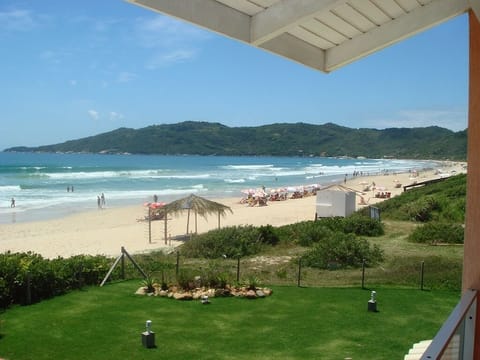 On the beach, sun loungers