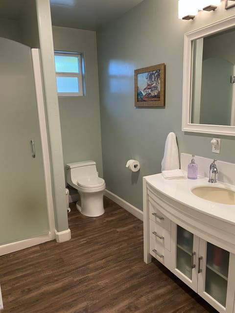 Spacious bathroom and shower