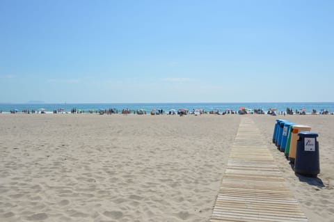 Beach nearby, sun loungers