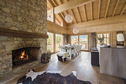 Easy living and dining with a HUGE log fire