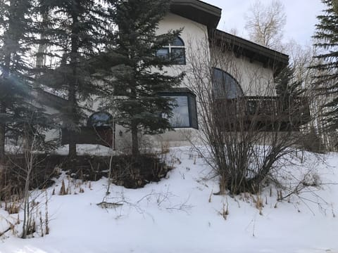 Front of the house in winter from the street