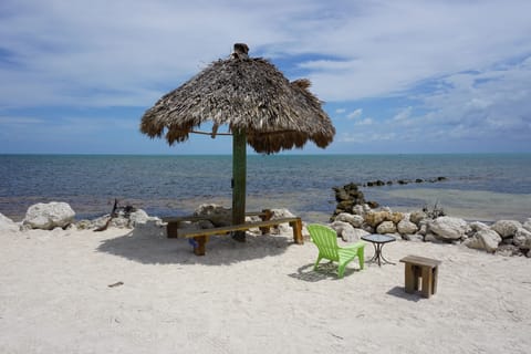 Beach nearby, sun loungers