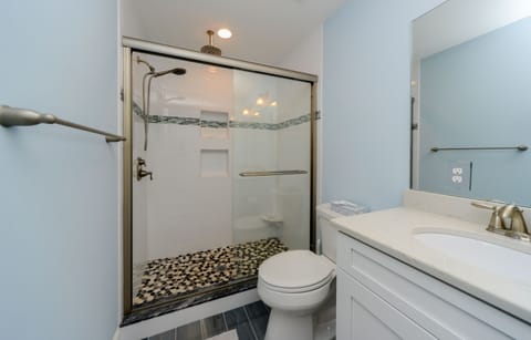 Combined shower/tub, hair dryer