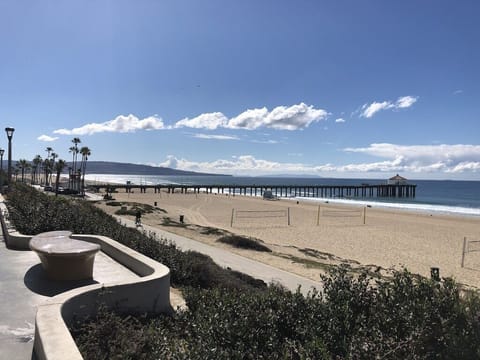 View of the Manhattan Beach Pier from "The Strand" on a typical sunny day.