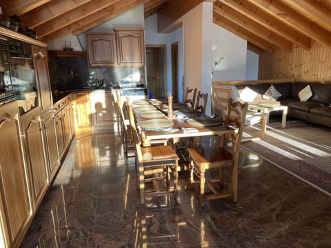 Solid oak dining table seats 8 comfortably