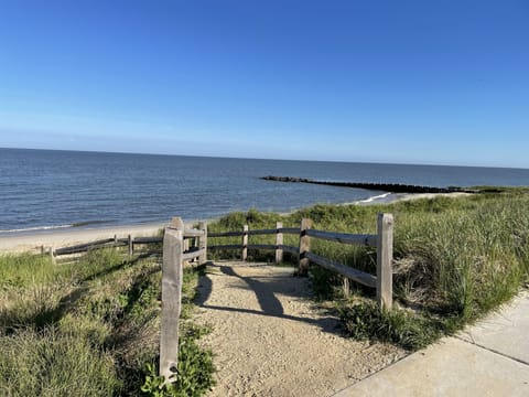 Beach nearby, sun loungers