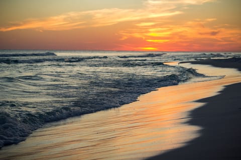 On the beach, sun loungers