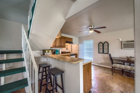 Stairs in the cottage lead to the loft.