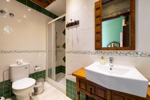 Combined shower/tub, hair dryer, bidet, towels