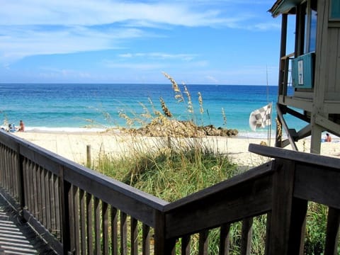 On the beach, sun loungers, beach towels