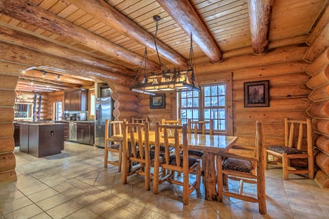 Dining room with fireplace