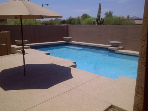 Sparkling Private Pool with Water Features, Private Patio and Shade Umbrellas
